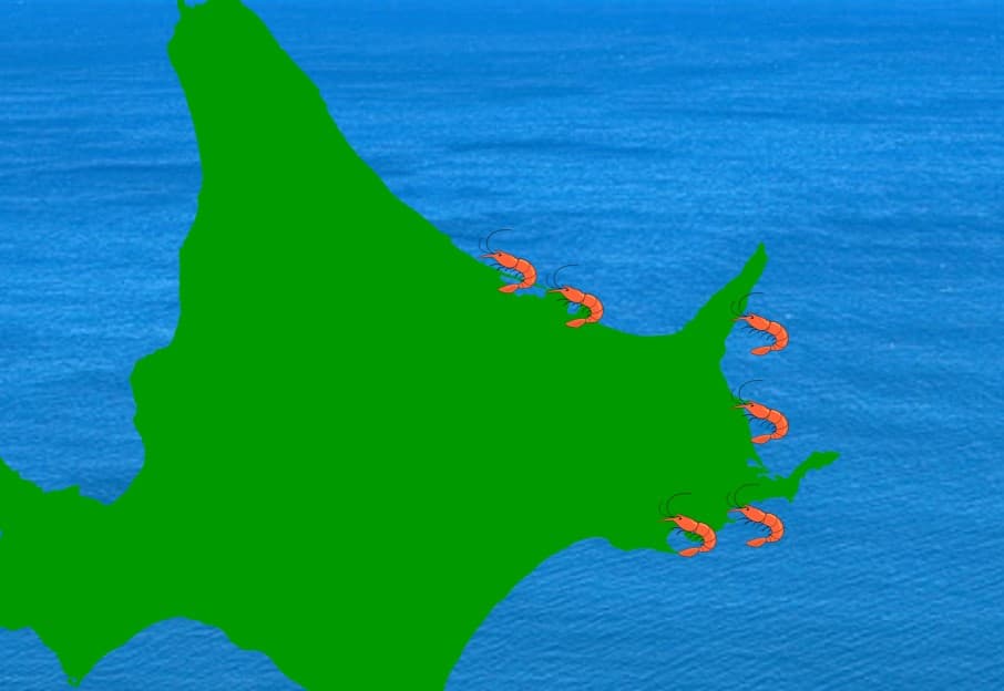 北海シマエビの生息地はサロマ湖、能取湖、羅臼、野付湾、霧多布、厚岸湖です。